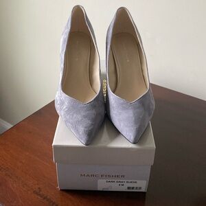 Marc Fisher Gray Suede wedge pumps NWOT